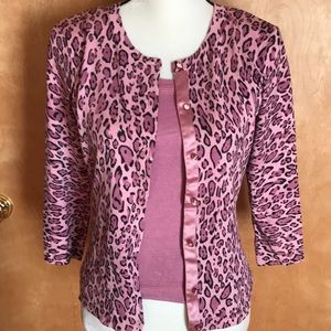 Cheetah print silk cardigan + tank